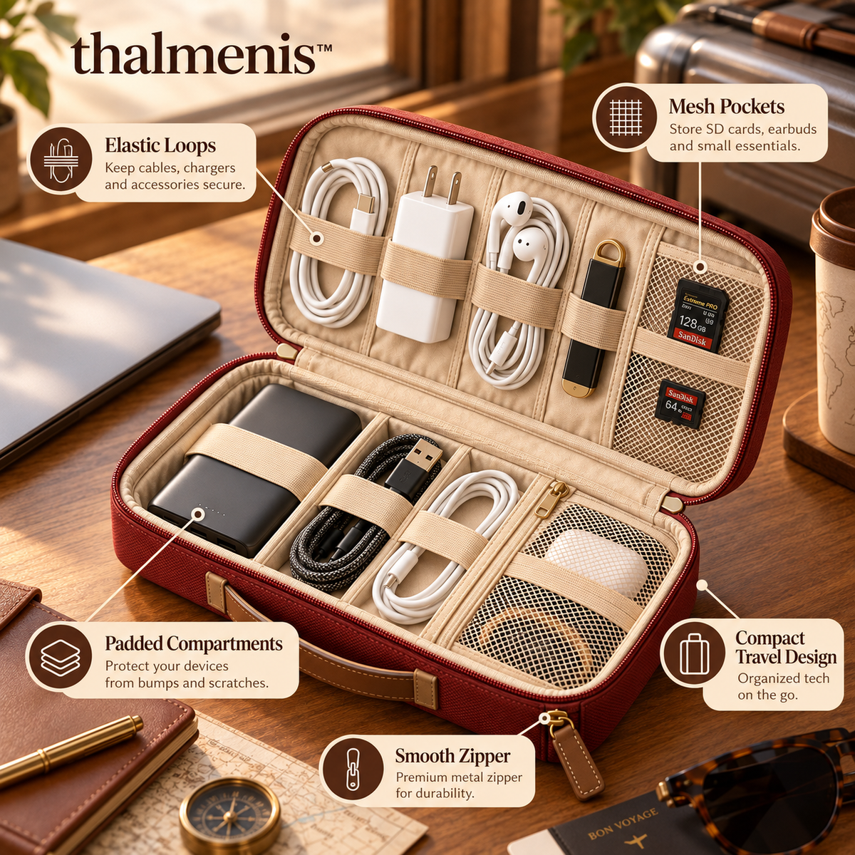 𝐭𝐡𝐚𝐥𝐦𝐞𝐧𝐢𝐬™ Travel Electronics Organizer Case