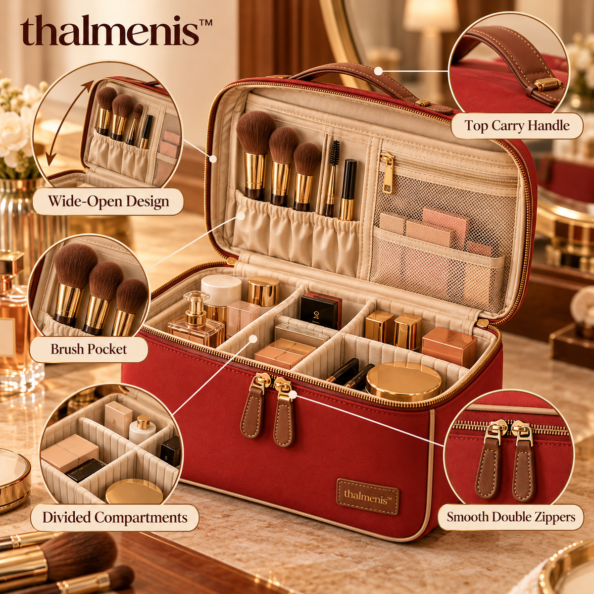 𝐭𝐡𝐚𝐥𝐦𝐞𝐧𝐢𝐬™ Travel Makeup Bag