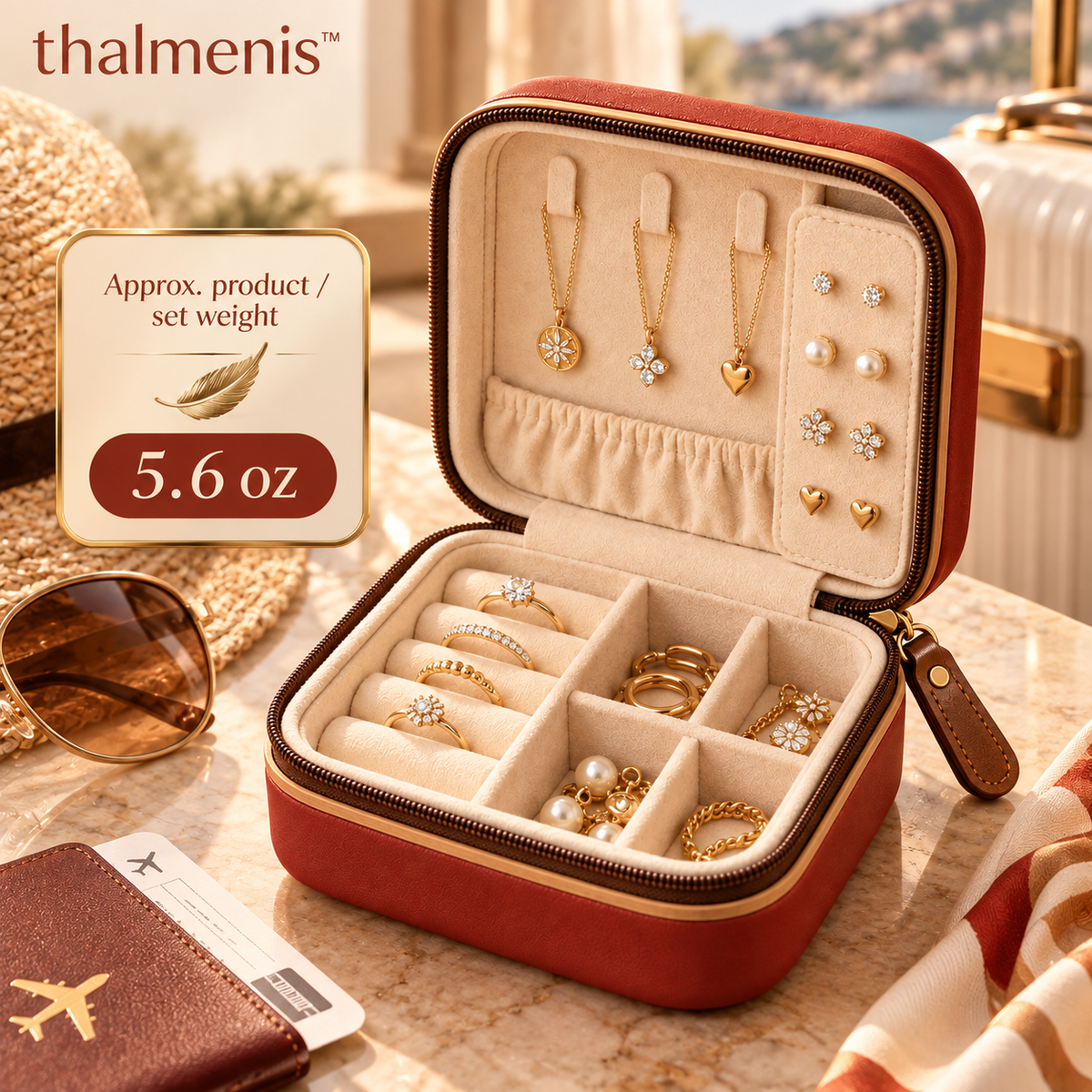 𝐭𝐡𝐚𝐥𝐦𝐞𝐧𝐢𝐬™ Compact Travel Jewelry Organizer Case